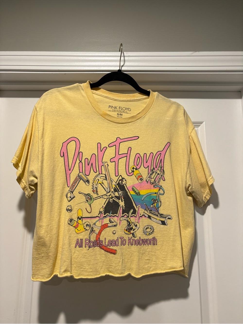 Pink Floyd All Roads Lead To Knebworth Crop Graphic T-shirt Women Size S/M Music